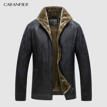 Load image into Gallery viewer, CARANFIER New Winter Motorcycle male Leather Jacket Men Windbreaker PU Jackets Male Outwear Warm PU Baseball Jackets Size 4XL