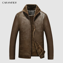 Load image into Gallery viewer, CARANFIER New Winter Motorcycle male Leather Jacket Men Windbreaker PU Jackets Male Outwear Warm PU Baseball Jackets Size 4XL